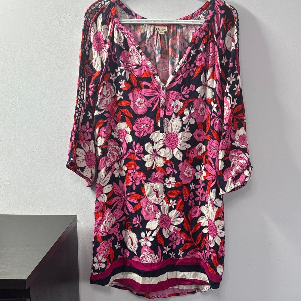 Hatley Pink, Red & White Floral V-Neck Tunic